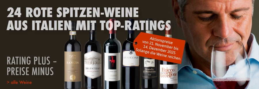 24 rote Spitzenweine aus Italien 24 Tage zu Top-Preisen - von 21. November bis 14. Dezember 2025